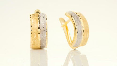 Pendiente de oro en su color y oro blanco de 18 Kt