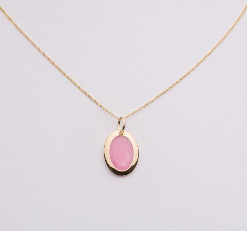 Colgante de oro de 18 Kt con cuarzo rosa.