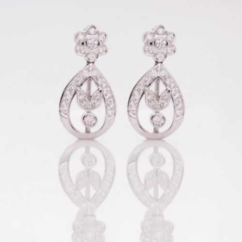 pendientes oro blanco 18kt y diamantes